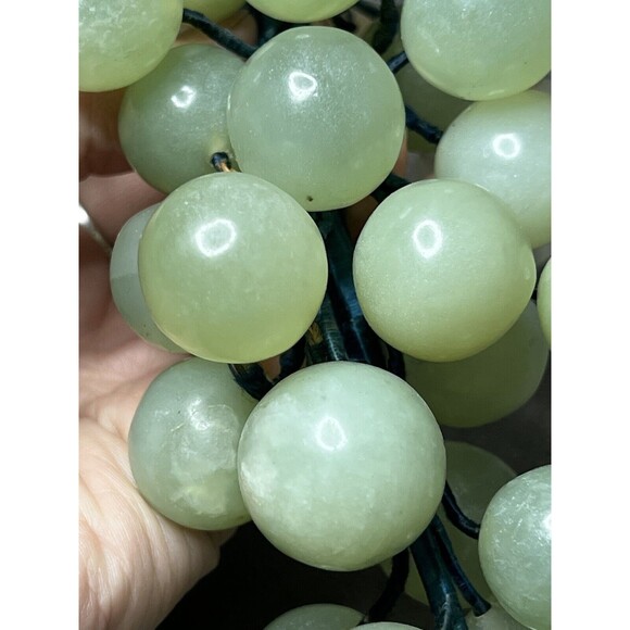 Vtg Italian Alabaster Large Marble Stone Light Green Grapes Cluster Stem Leaves - Picture 11 of 16